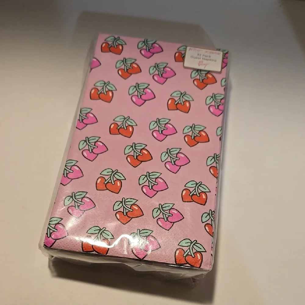 Betsey Johnson Red and Pink Cherry Hearts Napkins